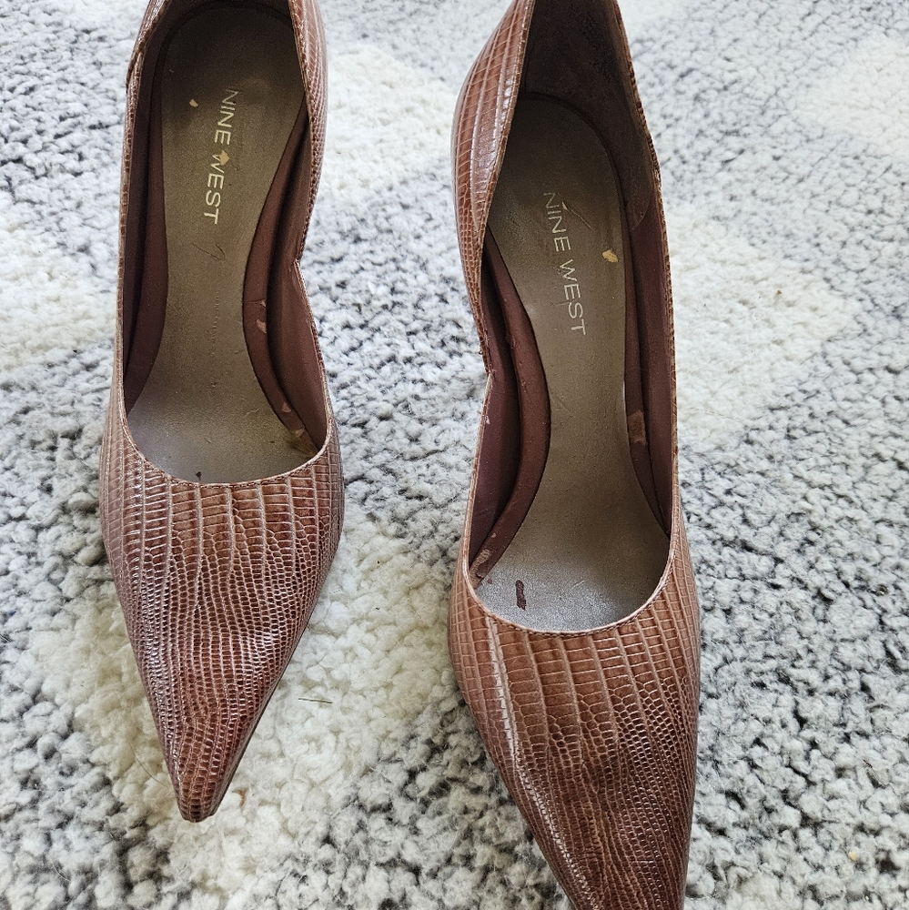Nine West Textured Brown Heels
